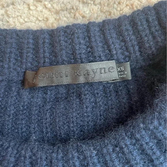 Women’s Navy Jenni Kanye Cashmere Fisherman Sweater: Size XS